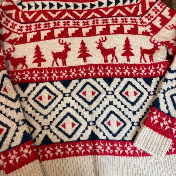 Nordic Isle V-Neck Christmas Cardigan Sweater Women's Size S/M Reindeer Holiday - Picture 6 of 10